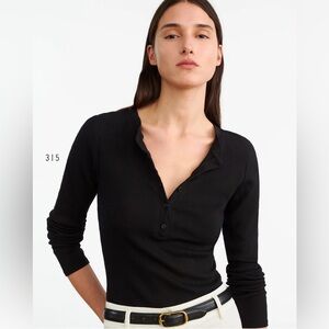 Nili Lotan Black Long Sleeve Jordan Henley Top